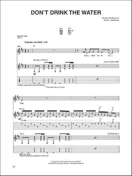 Don't Drink The Water - Guitar TAB, New, Main