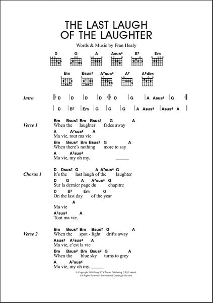 The Last Laugh Of The Laughter - Guitar Chords/Lyrics, New, Main