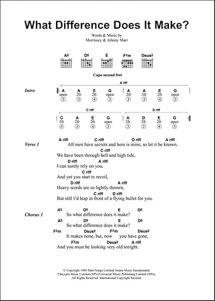 What Difference Does It Make? - Guitar Chords/Lyrics, New, Main