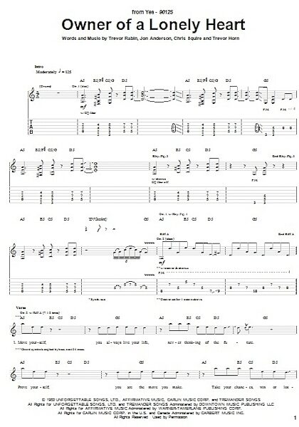 Owner Of A Lonely Heart - Guitar TAB, New, Main