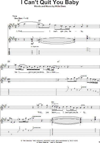 I Can't Quit You Baby - Guitar Tab Play-Along, New, Main