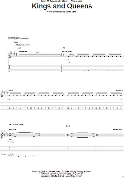 Kings And Queens - Guitar TAB, New, Main
