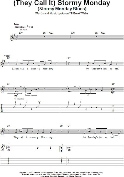 (They Call It) Stormy Monday (Stormy Monday Blues) - Guitar Tab Play-Along, New, Main