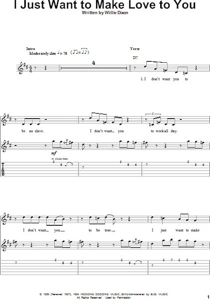 I Just Want To Make Love To You - Guitar Tab Play-Along, New, Main