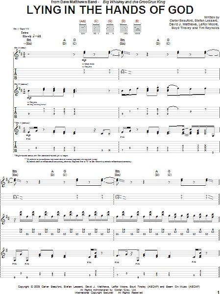 Lying In The Hands Of God - Guitar TAB, New, Main