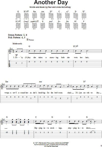 Another Day - Easy Guitar with TAB, New, Main