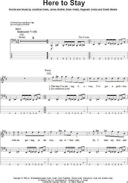 Here To Stay - Bass Tab, New, Main
