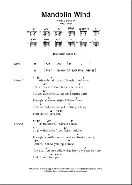 Mandolin Wind - Guitar Chords/Lyrics, New, Main