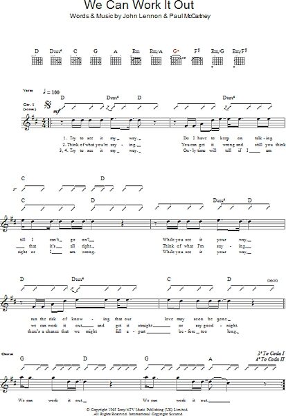 We Can Work It Out - Guitar TAB, New, Main