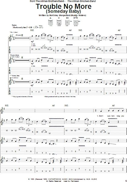 Trouble No More (Someday Baby) - Guitar TAB, New, Main