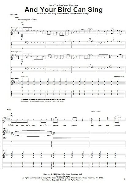 And Your Bird Can Sing - Guitar TAB, New, Main