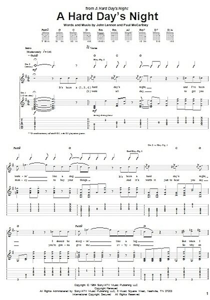 A Hard Day's Night - Guitar TAB, New, Main