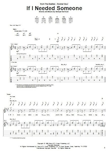 If I Needed Someone - Guitar TAB, New, Main