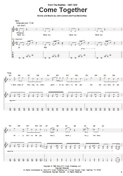 Come Together - Guitar TAB, New, Main