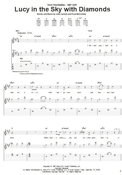 Lucy In The Sky With Diamonds - Guitar TAB, New, Main