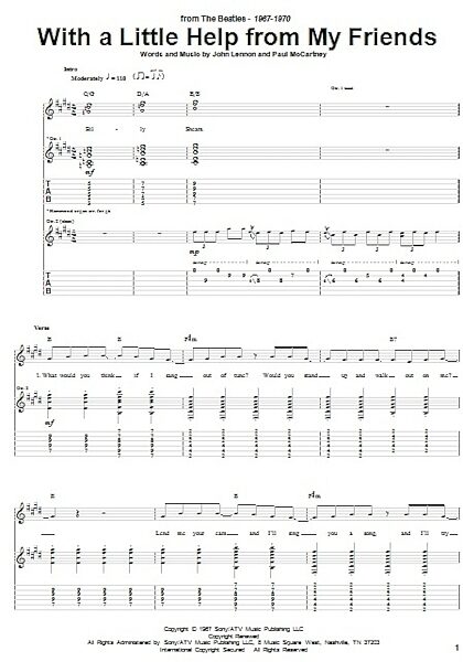 With A Little Help From My Friends - Guitar TAB, New, Main