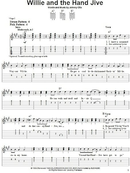 Willie And The Hand Jive - Easy Guitar with TAB, New, Main