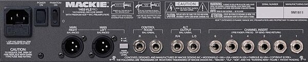Mackie 1402-VLZ Pro 14-Channel Mixer, Rear Panel