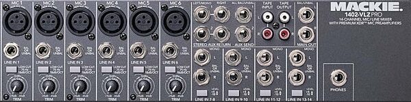 Mackie 1402-VLZ Pro 14-Channel Mixer, Input Output