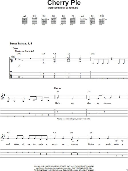 Cherry Pie - Easy Guitar with TAB, New, Main