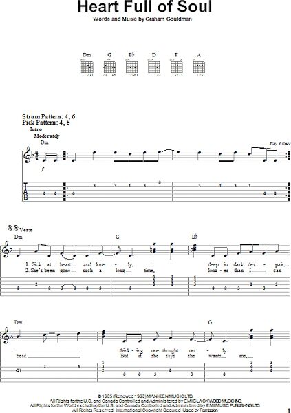 Heart Full Of Soul - Easy Guitar with TAB, New, Main
