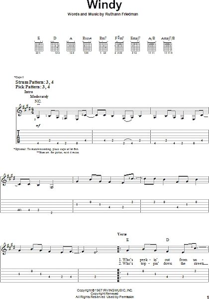 Windy - Easy Guitar with TAB, New, Main