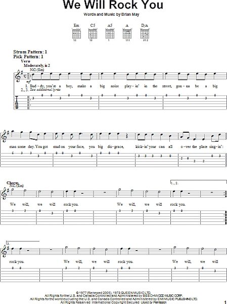 We Will Rock You - Easy Guitar with TAB, New, Main