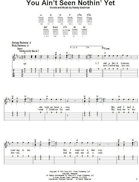 You Ain't Seen Nothin' Yet - Easy Guitar with TAB, New, Main