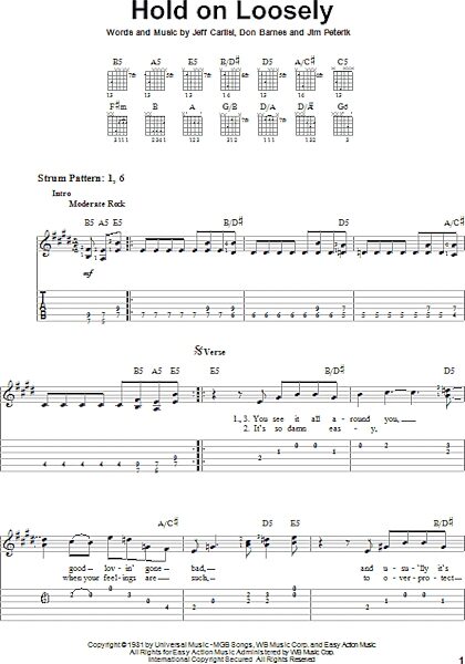 Hold On Loosely - Easy Guitar with TAB, New, Main