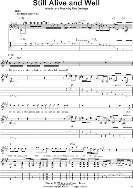Still Alive And Well - Guitar Tab Play-Along, New, Main
