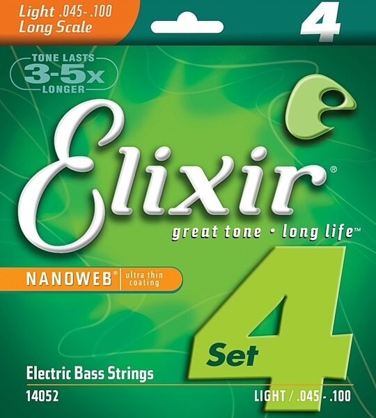 Elixir Nanoweb Electric Bass Strings, 45-100, 14052, Light, Light