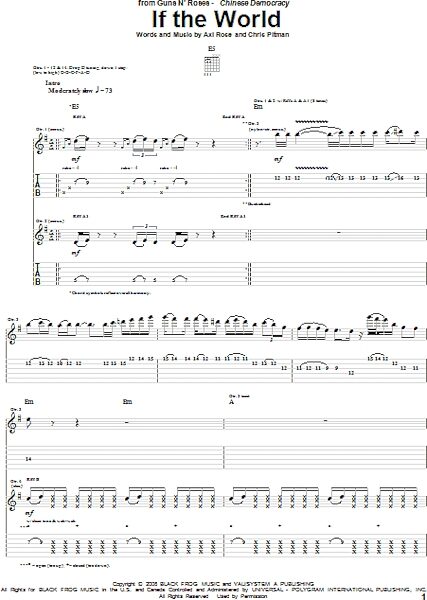 If The World - Guitar TAB, New, Main