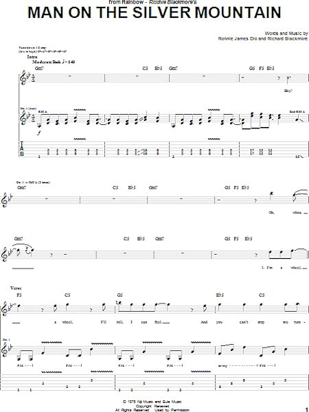 Man On The Silver Mountain - Guitar TAB, New, Main
