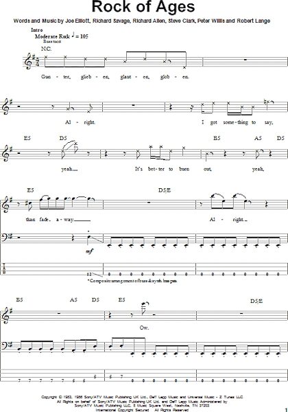 Rock Of Ages - Bass Tab, New, Main