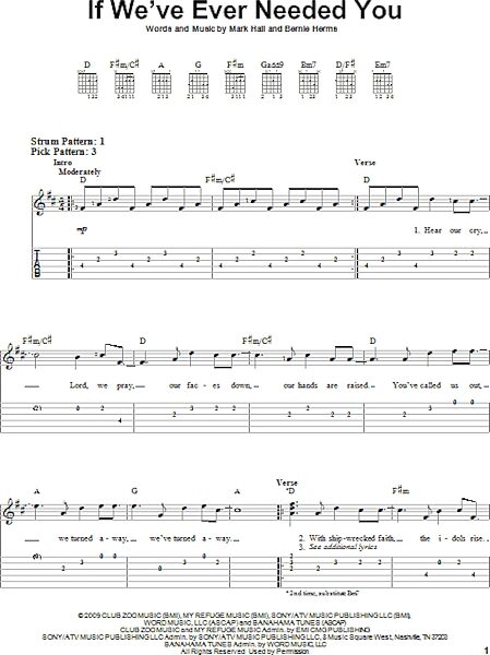 If We've Ever Needed You - Easy Guitar with TAB, New, Main