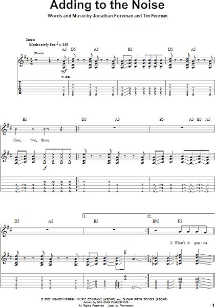 Adding To The Noise - Guitar Tab Play-Along, New, Main