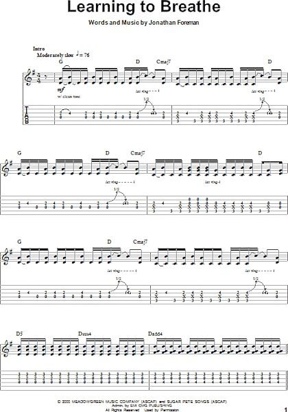 Learning To Breathe - Guitar Tab Play-Along, New, Main