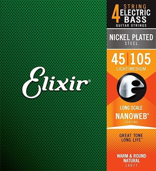 Elixir Nanoweb Electric Bass Strings, 45-105, 14077, Medium, main