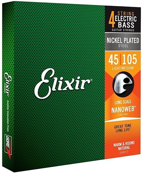 Elixir Nanoweb Electric Bass Strings, 45-105, 14077, Medium, view