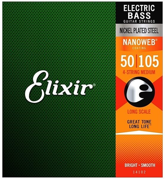 Elixir Nanoweb Electric Bass Strings, Medium, 50-105, 14102, Main