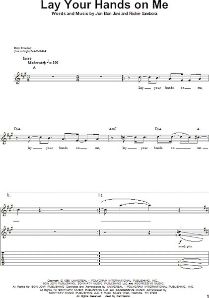 Lay Your Hands On Me - Guitar Tab Play-Along, New, Main
