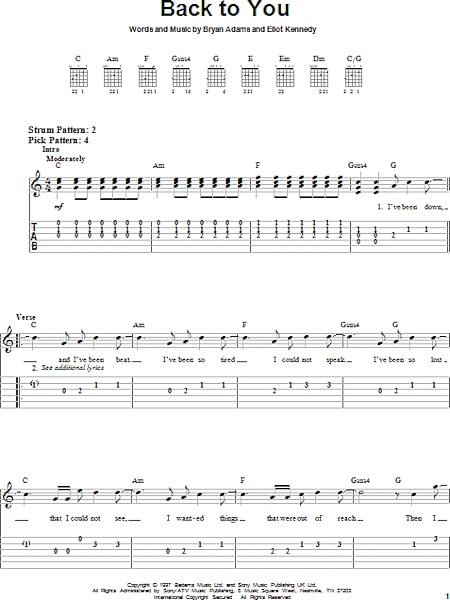 Back To You - Easy Guitar with TAB, New, Main