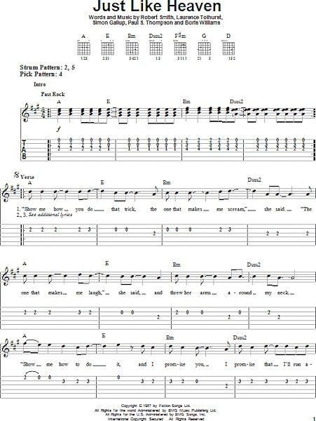 Just Like Heaven - Easy Guitar with TAB, New, Main