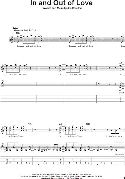 In And Out Of Love - Guitar Tab Play-Along, New, Main