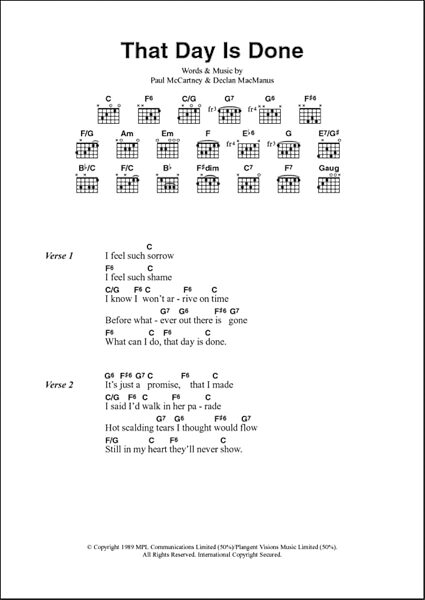 That Day Is Done - Guitar Chords/Lyrics, New, Main