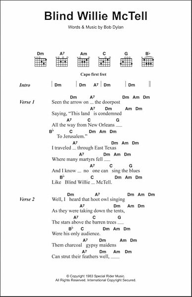 Blind Willie McTell - Guitar Chords/Lyrics, New, Main