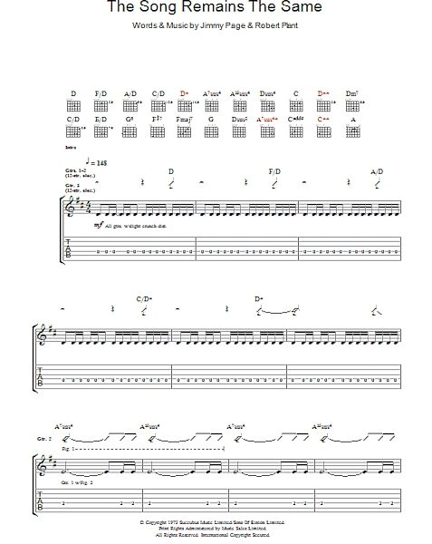 The Song Remains The Same - Guitar TAB, New, Main