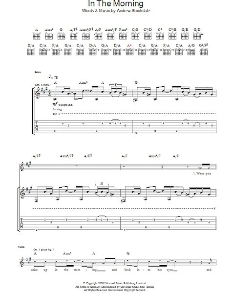In The Morning - Guitar TAB, New, Main
