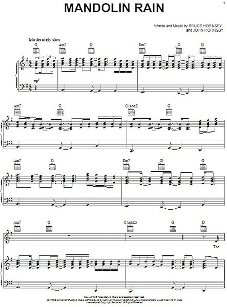 Mandolin Rain - Piano/Vocal/Guitar, New, Main