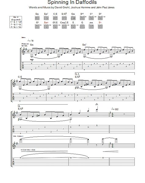Spinning In Daffodils - Guitar TAB, New, Main